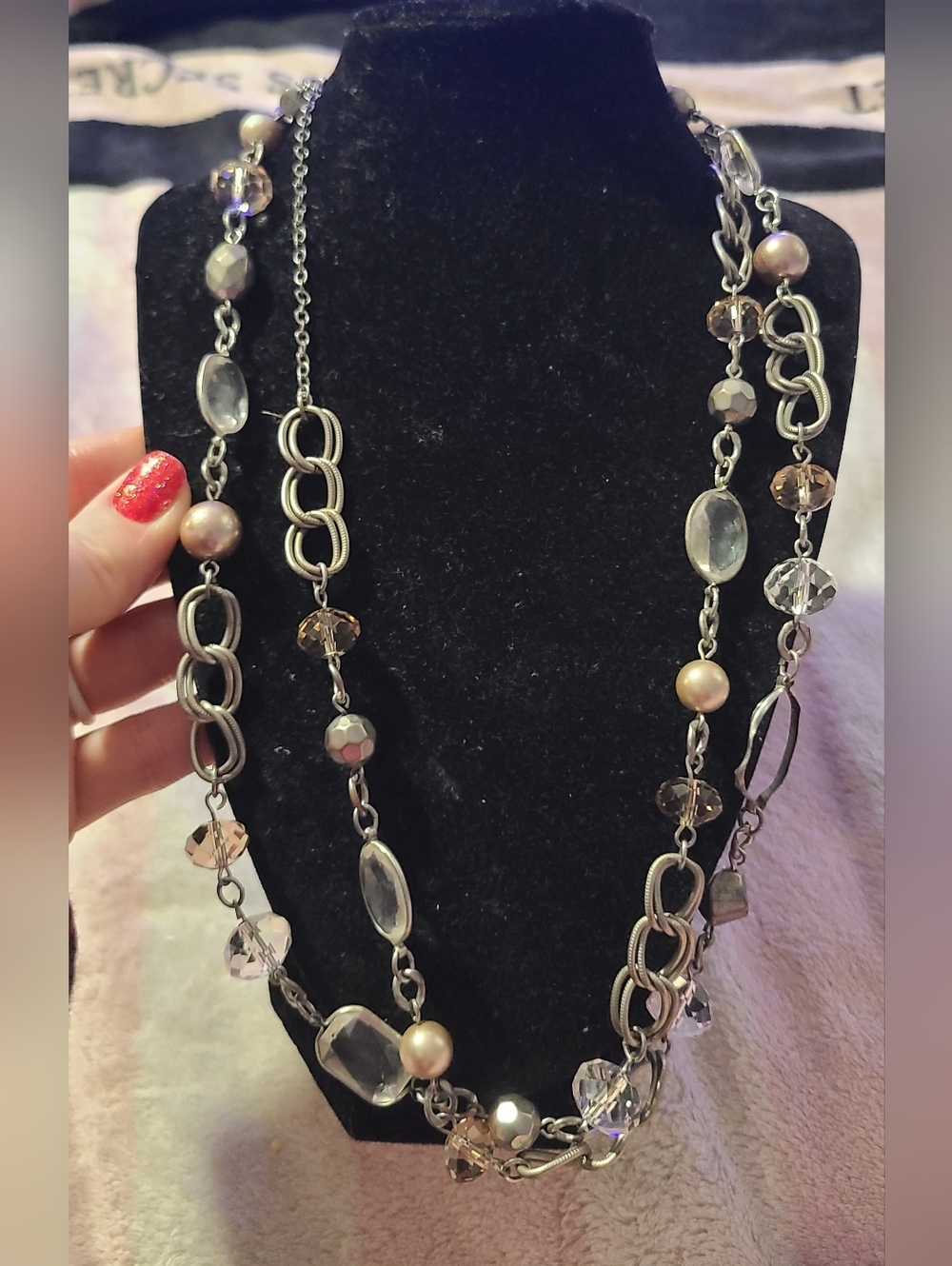 Loft Crystal Fauceted Long Chain Necklace